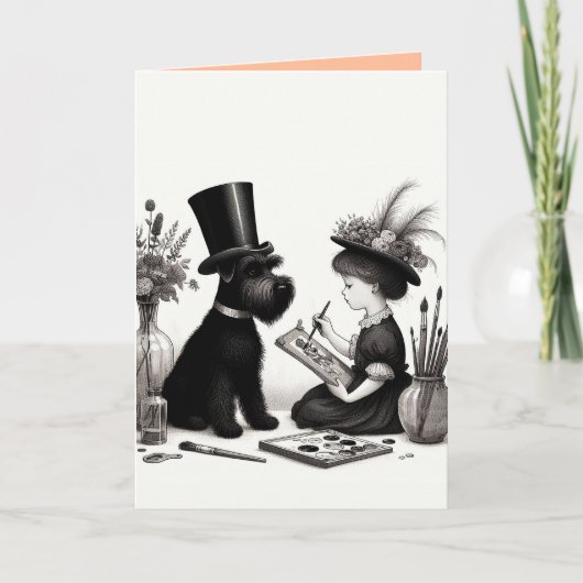 Carte de vœux pliée Schnauzer (Devant)
