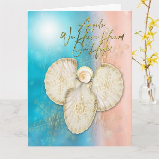 Carte de vœux pliée Shell Angel Beach (Fleur jaune)