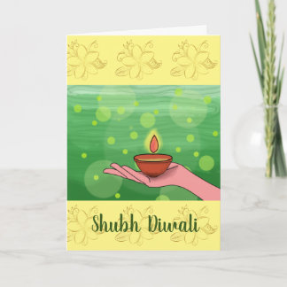 Carte de vœux pliée Shubh Diwali/Carte de vacances