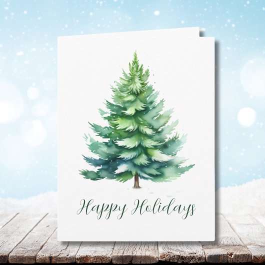 Carte de voeux pliée simple Arbre de Noël vert
