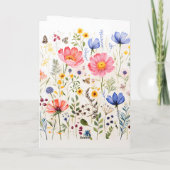 Carte de vœux pliée simple de fleur sauvage mignon (Dos)