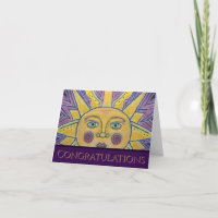 Carte de vœux pliée Soleil sur un jour enneigé