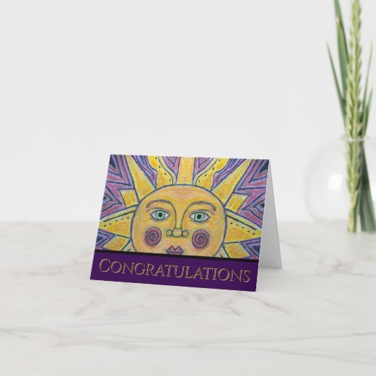 Carte de vœux pliée Soleil sur une journée enneigé (Devant)