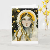 Carte de vœux pliée standard 13 x 18 cm (Fleur jaune)