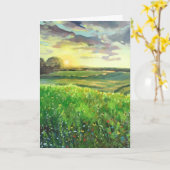 Carte de voeux pliée standard de 5 po x 7 po BLANC (Fleur jaune)