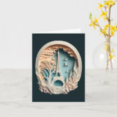 Carte de voeux pliée style Papercut Paris (Fleur jaune)