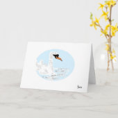Carte de voeux pliée : Swan Profitant d'une baigna (Fleur jaune)