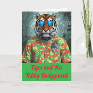 Carte de vœux pliée Tabby et Tigre mignonne