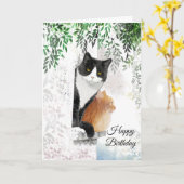 Carte de voeux pliée Tuxedo Cat et Ginger Cat (Fleur jaune)