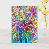 Carte de vœux pliée "Vase bleu" florale (Fleur jaune)