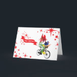 Carte de voeux pliée "vélo de Noël"<br><div class="desc">Carte de Noël néo-zélandaise avec Kōwhai,  Kākā beak et Pukeko</div>