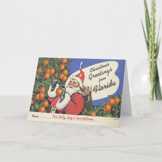 Carte de voeux pliée vintage Floride (Devant)