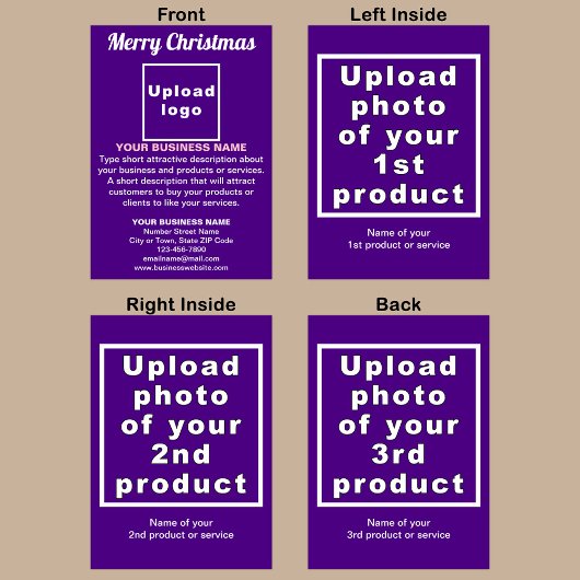 Carte de voeux pliée violet de Noël d'affaires