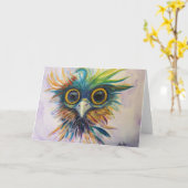 Carte de voeux pliée Whimsical Imaginaire Bird Bir (Fleur jaune)