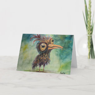 Carte de voeux pliée Whimsical Imaginaire Bird Bir
