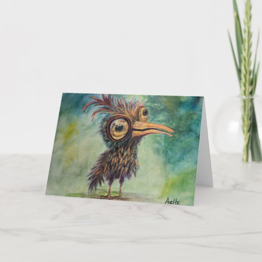 Carte de voeux pliée Whimsical Imaginaire Bird Bir (Devant)