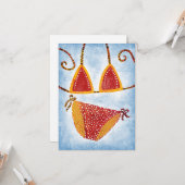 Carte de voeux Polka Dot String Bikini (Devant/Arrière en situation)
