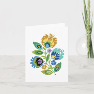 Carte de voeux Polonaise Floral Jaune Ochre
