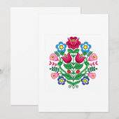 Carte de voeux polonaise Folk Art coloré (Devant / Derrière)