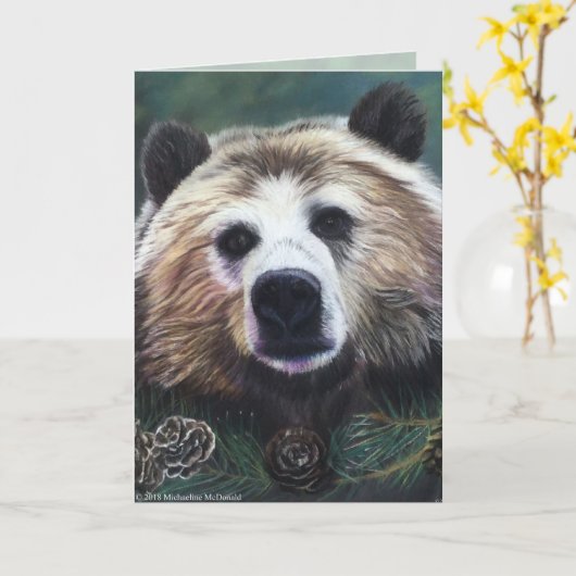 Carte de voeux Pondering Bear (Fleur jaune)