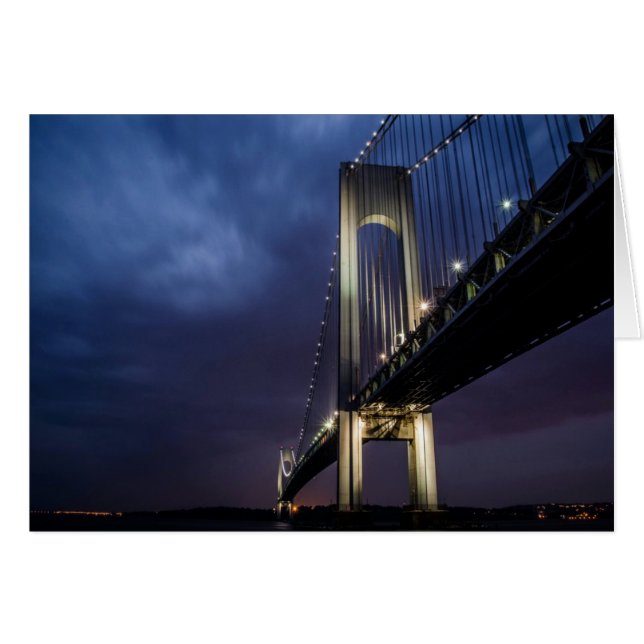 Carte de voeux Pont à la nuit (Devant horizontal)