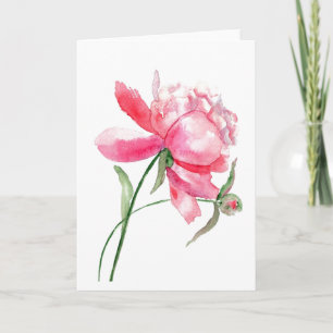 Carte de voeux Pony Aquarelle Rose