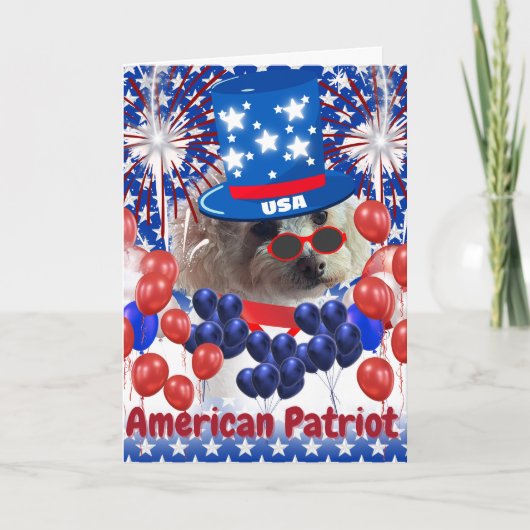 Carte de vœux Poodle American Patriot (Devant)