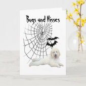 Carte de voeux Poodle blanc Halloween (Fleur jaune)