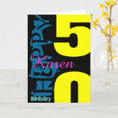 Carte de voeux POP personnalisée 50e anniversaire (Fleur jaune)