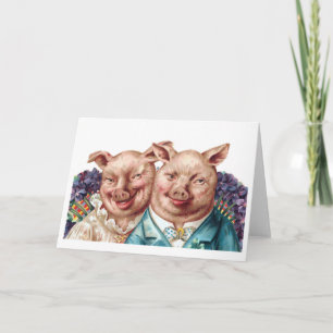 Carte de voeux porcine de couples