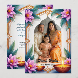 Carte de voeux portrait Diwali aquarelle