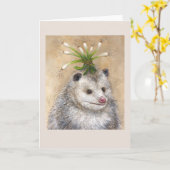 Carte de voeux Possum Party (Fleur jaune)