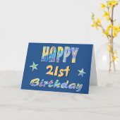 Carte de voeux pour 21e anniversaire - Fun Stars p (Fleur jaune)