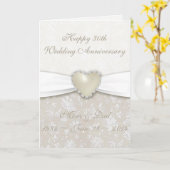 Carte de vœux pour 30 ans de mariage damassé (Fleur jaune)