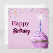 Carte de vœux pour anniversaire Cupcake  (Devant / Derrière)