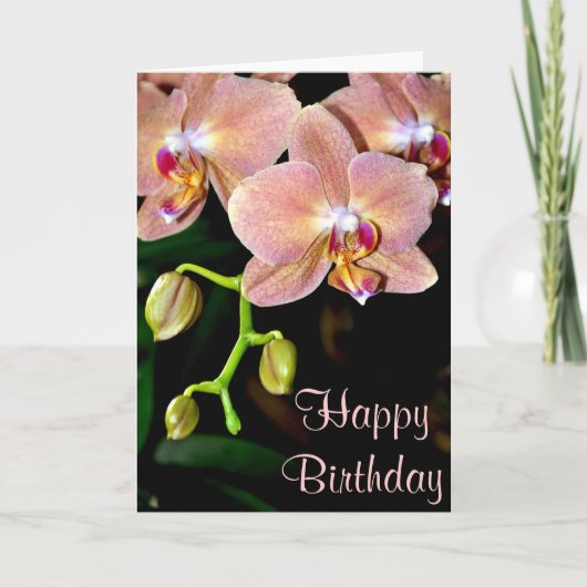Carte de voeux pour anniversaire d'orchidées de pa (Devant)