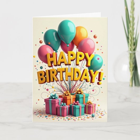 Carte de Vœux pour Anniversaire Doré (Devant)