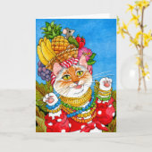 Carte de voeux pour anniversaire du chat Carmen Mi (Fleur jaune)