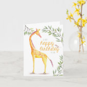 Carte de voeux pour anniversaire Giraffe (Fleur jaune)