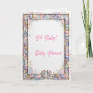 Carte de vœux pour Baby Shower à l'arc-en-ciel pas