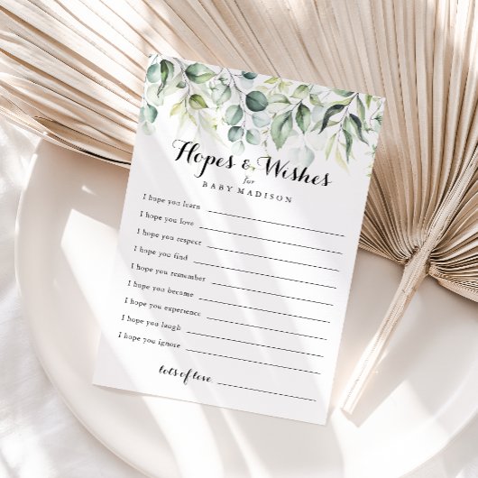 Carte de vœux pour Baby Shower Eucalyptus