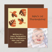 Carte de voeux pour bébé 1er Thanksgiving Flat Pho (Devant / Derrière)
