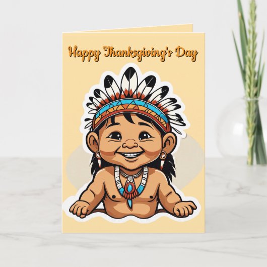 Carte de voeux pour bébé indien Thanksgiving (Devant)