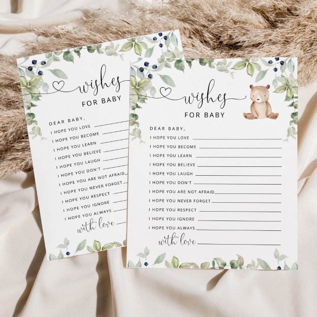 Carte de vœux pour bébé petit ours eucalyptus (Créateur téléchargé)