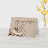 Carte de voeux pour bébé pieds (Fleur jaune)