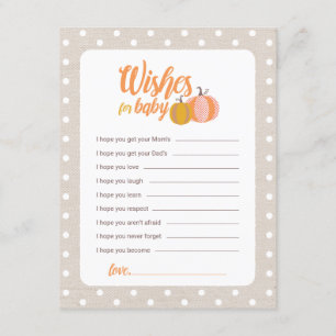 Carte de vœux pour bébé Rustique Automne Citrouill