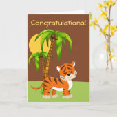 Carte de voeux pour bébé Tiger mignonne (Fleur jaune)