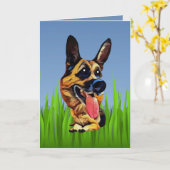 Carte de voeux pour berger allemand mignonne (Fleur jaune)