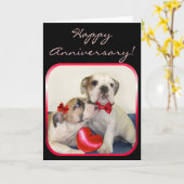Carte de voeux pour Bulldogs de Joyeux Anniversair (Fleur jaune)