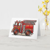 Carte de voeux pour camion de pompier (Fleur jaune)